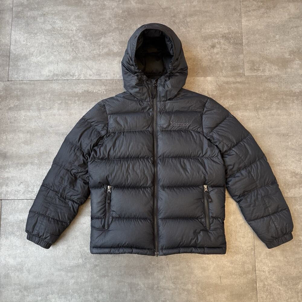 Marmot Parka Kids L Black Guides Down Hoodie Winter Outdoor Puffer Jacket - EUC
